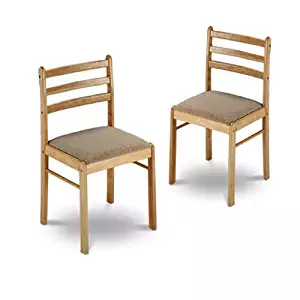 The Furniture Cove 2 New Natural Finish Wooden Dining Chairs with Cushions