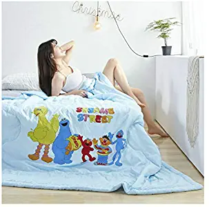 KFZ Quilt Comforter Cotton Bedspread Bed Cover for Bedding Set Quilted Quilt KSN1905 Twin Full Queen Leopard Tree Sesame Street Design for Adults Kids Teens1pc (Sesame Street Blue, Full 70"x86")