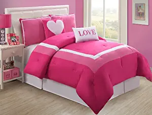 VCNY Home HJV-5CS-FULL-IN-PK 4 Piece Bedding Comforter Set, Full, Pink