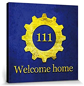 1art1 Logos Stretched Canvas Print - Vault 111, Welcome Home (16 x 16 inches)