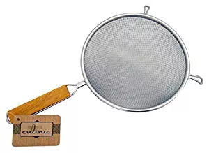 Culina 8" Double Mesh Strainer, Stainless Steel, Wooden Handle