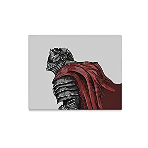 WIEDLKL Paintings for Walls Medieval Knight Red Cloak Heavy Armor Restroom Decor for Wall Art Decorations for Walls Print Decor for Home 20x16 Inch