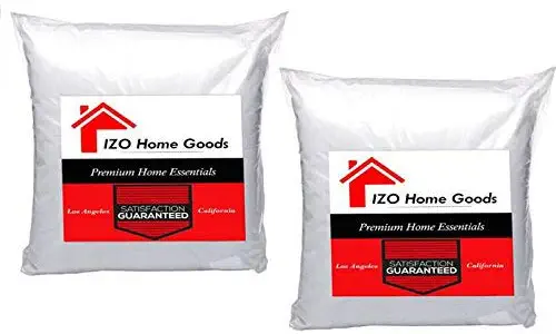 IZO Home Goods Square Sham Stuffer Pillow - 18 x 18 (White, 2) Hypo-allergenic Made in USA