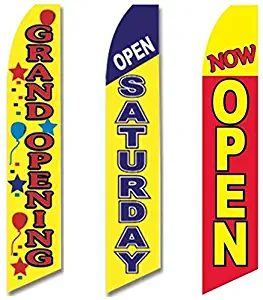 3 Swooper Flags Welcome Now Open Saturday Grand Opening