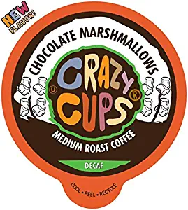 Crazy Cups Flavored Single-Serve Coffee for Keurig K-Cups Machines, Decaf Chocolate Marshmallows, 22 Pods per Box