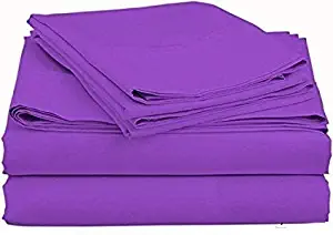 American Linen Adjustable California King Bed Sheets 5PCs Purple Solid -100% Egyptian Cotton 18 Inches Deep Pocket (Split-California King)
