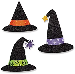 Glittered Witch Hat Magnets - Set of 3 Assorted