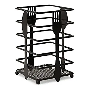 Elm Cove Upright Kitchen Utensil Holder - Black Metal with Classic, Timeless Design - Store Large Cutlery and Utensils for Parties or Everyday Use