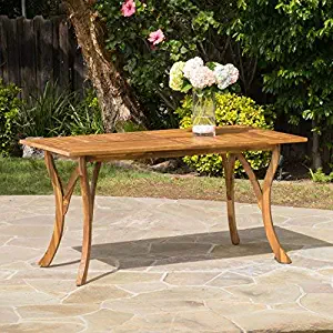Christopher Knight Home 298194 Hestia Teak Finish Acacia Wood Rectangular Dining Table, Natural Staine