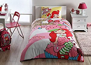 Strawberry Shortcake Cute Bedding Duvet Cover Set New Licensed 100% Cotton / S. Shortcake Twin Size Duvet Cover Set / S. Shortcake Bedding Set 3 PCS