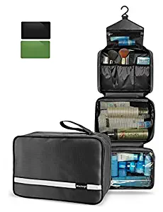 Maxchange Hanging Toiletry Bag | Compact Travel Toiletry Bag for Men/Women | Foldable Mens Hygiene Bag with 4 Compartments| Waterproof Travel Bathroom Bag.(Black)