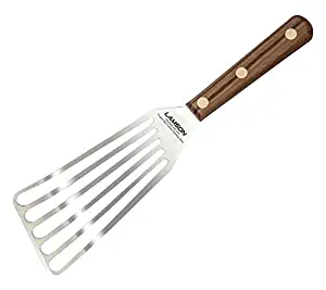 Lamson Chef’s Slotted Turner, 3" x 6", Stainless Steel with Riveted Walnut Handle, Left-Handed