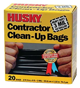 Husky HK42WC020B 42-Gallon Contractor Clean-Up Bags, 20 Count, Chateau Brown