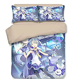 Mikucos 3D Printed Hatsune Miku 3PCS Duvet Cover Set Cover Bedding Set Soft Collection Home Decor Snow Miku Full