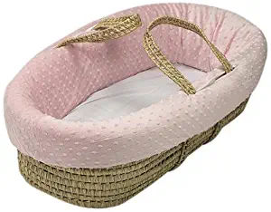 Baby Doll Bedding Heavenly Soft Doll Moses Basket Set, Pink