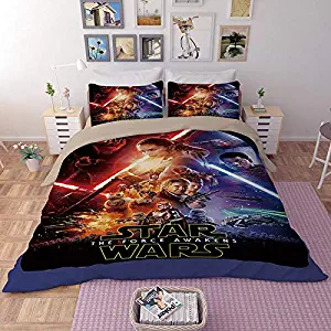 Huli 3D Printed Star Wars Bedding Cover Sets for Kids with 3 Pieces Bedding Set, 1 Duvet Cover and 2 Pillowcases, NO Comforter,King Size