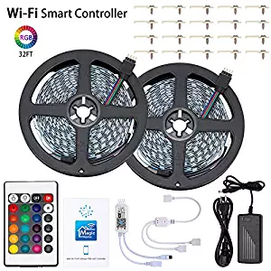 AMXXON LED Strip Lights 32.8FT 5050 RGB WiFi LED Light Strip,Smart Phone Controlled LED Strip Kit,Timer LED Tape Light,Works with Android iOS and Google Home