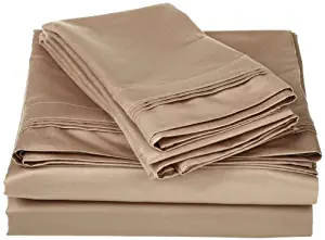 SGI bedding Short King Sheets Luxury Soft 100% Egyptian Cotton - Sheet Set for Short King 73x76 Mattress Taupe Solid 600 Thread Count Deep Pocket