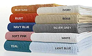 TreeWool 100% Soft Cotton Thermal Blanket in Waffle Weave - Easy Care Comfortable and Warm - Perfect All Season Bed Layering (King Size - 90" x 108", Ivory)