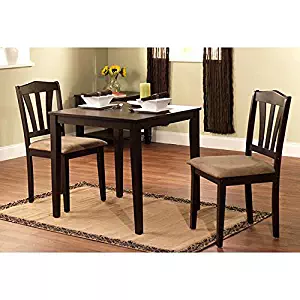 Harewood 3 Piece Dining Set, Constructed of Sturdy Rubber Wood with Microsuede Upholstered Seats