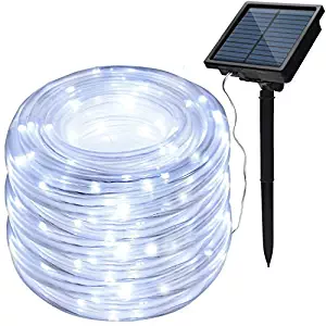 8 Modes IMAGE Solar String Rope Lights 78.7 Foot 20Meters Waterproof 200LED high capacity battery for Indoor Outdoor Garden Party Patio Decor - White