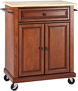 Crosley Furniture Cuisine Kitchen Island with Natural Wood Top - Classic Cherry
