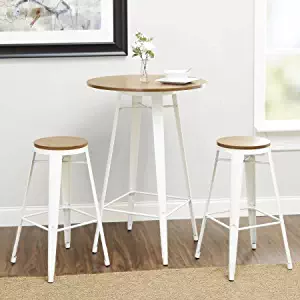 Better Homes and Gardens Harper 3-Piece Pub Set Bar-Style 42" Table with Two Seating 29" (White)