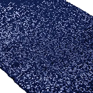 ShinyBeauty 13in X 108in Sequin Table Runners Shinny Navy Blue