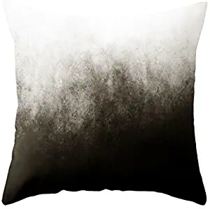 YOUR SMILE Gradient Black White Cotton Linen Decorative Throw Pillow Case Cushion Cover Pillowcase for Sofa 18 x 18 Inch