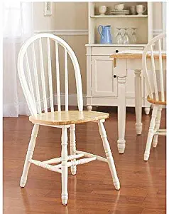 Better Homes and Gardens Autumn Lane Windsor Chairs, Set of 2, White and Natural