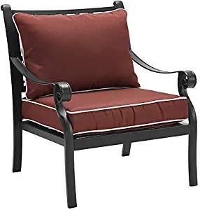 Crosley Furniture CO6106BK-SG Palermo Outdoor Aluminum Dining Chairs with Sangria Cushions (Set of 2), Black