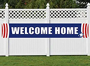 Nimab Military Welcome Home Banner, Army Marine Air Force Navy USMC USAF Deployment Return Party Sign