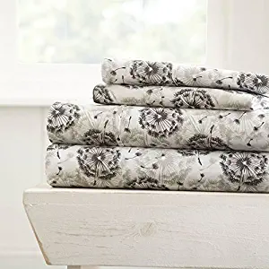 Becky Cameron Printed Make A Wish Patterned 4 Piece Sheet Set - Queen - Gray