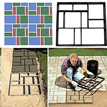 ADSRO Path Maker Mold, DIY Driveway Plastic Paving Pavement Stone Mold Concrete Stepping Pathmate Mould Paver Garden Decorated Tool