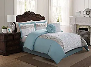 Pem America Casa Christina Floral Leaf 6 Piece Queen Comforter Set (90x90 Inch)