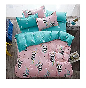 4pcs Children Beddingset Duvet Cover Set Duvet Cover Bedsheet Pillowcase Twin Full Queen HM Fox Design (Twin, China Panda)