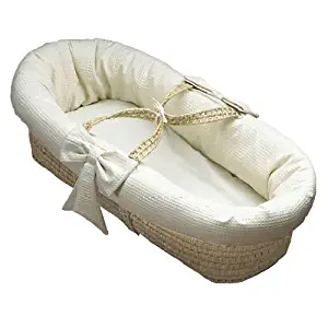 Baby Doll Bedding Pique Moses Basket, White