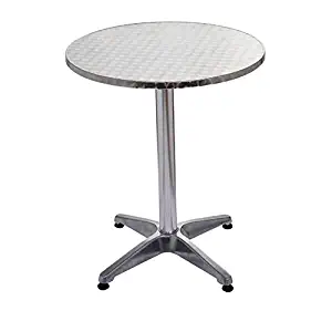 Tidyard Bar Table Height Adjustable MDF with Stainless Steel Covering Round Tabletop Pub Table Aluminum Frame Counter Height Kitchen Dining Room Bistro Bar Furniture Suit for Indoor and Outdoor