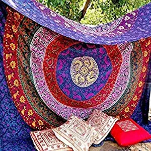 Nirvana Tapestries Hippy Mandala Bohemian Tapestries Indian Dorm Decor Psychedelic Tapestry Wall Hanging Ethnic Decorative Tapestry (Twin 85x55)