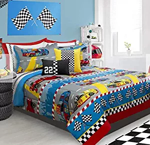 Race Cars Boys Full/Queen Comforter & Shams (3 Piece Bedding Set) + Homemade Wax Melts