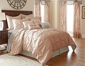 Amrapur Overseas Aurora Pintuck 24-Piece Reversible Bed in A Bag, King, Blush