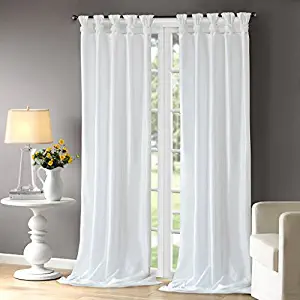 Madison Park Emilia Room-Darkening Curtain DIY Twist Tab Window Panel Black Out Drapes for Bedroom and Dorm, 50x120, White