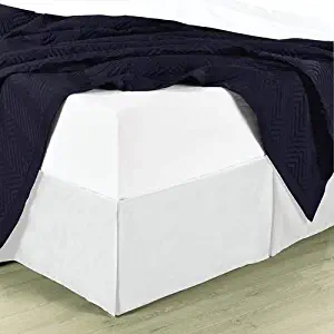 Twin Extra Long Solid White Wrinkle-Free Microfiber Bed-Skirt, Pleated Tailored Bed Skirt with 14" Drop, 95gsm, 100% Microfiber