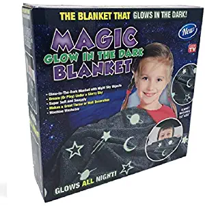 Magic Glow in The Dark Blanket Throw with Star Sky Objects Super Soft Snuggly Fluffy 50" x 60"