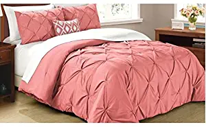 Cathay Home Oasis Pintuck Comforter Set, Twin, Coral