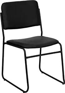 Flash Furniture HERCULES Series 1000 lb. Capacity High Density Black Vinyl Stacking Chair with Sled Base