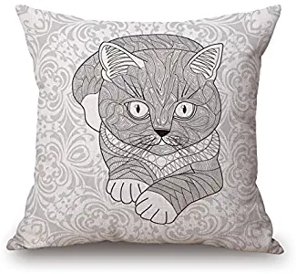 NaNa -Pencil Drawing Anima Cotton Linen Square Throw Pillow Case Decorative Cushion Cover Pillowcover For Sofa Bedroom Car 18 X 18 Inch -P3