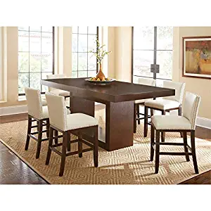 Antonio Deep Cherry 7-Piece Counter Height Dining Set with White Chairs