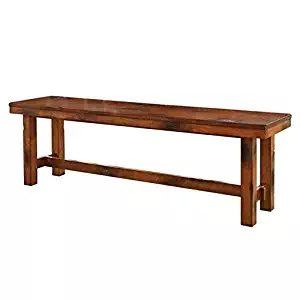 WE Furniture AZBH1DO Solid Wood Dining Bench, 60", Dark Oak