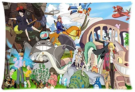 Pillowcase Generic Studio Ghibli Character Theme Custom Zippered Cover Pillow Cases Standard Size 20x30 Inches (Twin sides)